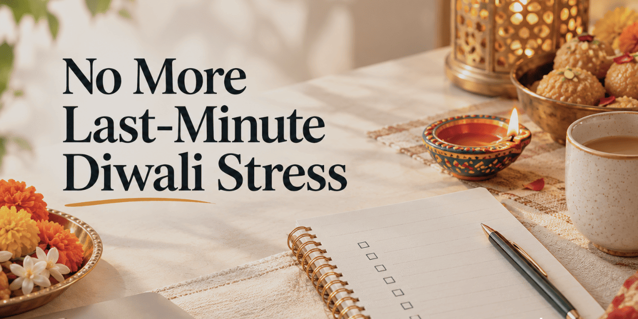 Working mother planning Diwali tasks on a weekend checklist