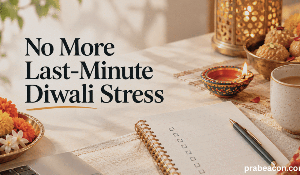 Working mother planning Diwali tasks on a weekend checklist